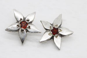 Star Flower Garnet Stud